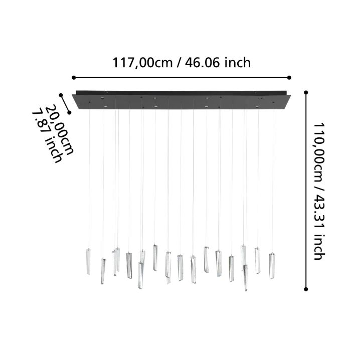 Eglo Sardenara Μοντέρνο Κρεμαστό Φωτιστικό Ράγα με Ενσωματωμένο LED σε Μαύρο Χρώμα 390211 - second view